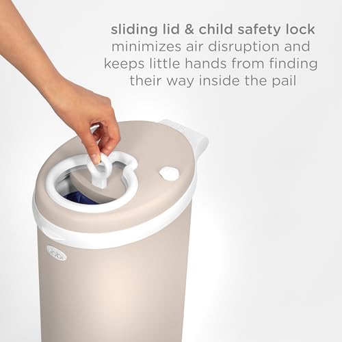 Top view of Ubbi Taupe diaper pail lid