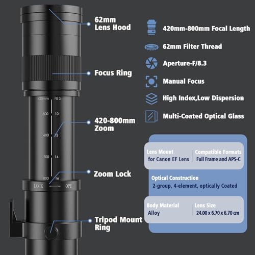Lightdow 420-800mm zoom lens in black