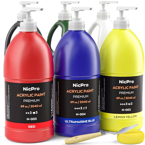 Nicpro 6 Colors Bulk Acrylic Paint Set bottles