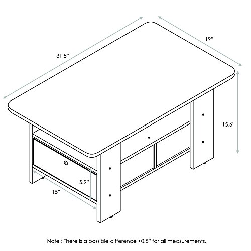 Open storage shelf on Furinno ANDREY coffee table