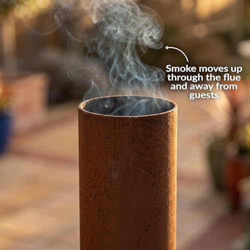 Sunnydaze chiminea on a backyard patio