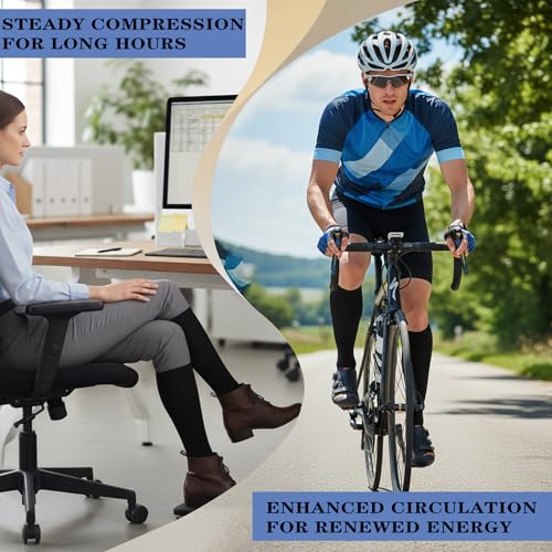 Black knee high compression socks for men and women