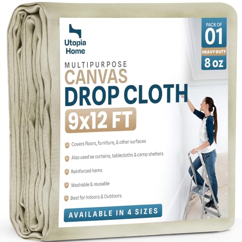 Utopia Home 9x12 Ft Canvas Drop Cloth folded
