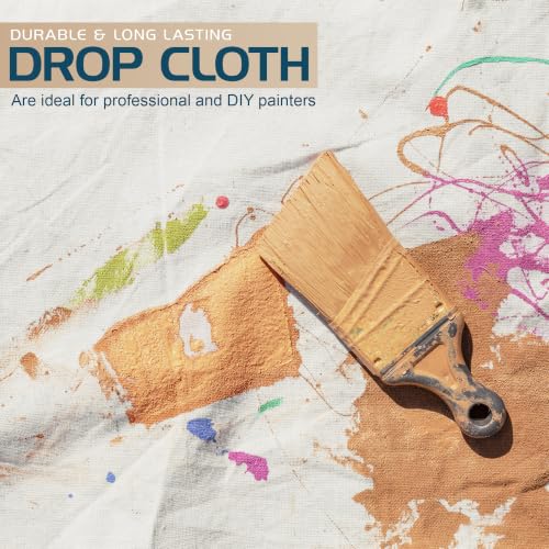 Natural color drop cloth spread on floor