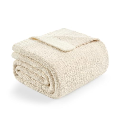 Snuggle Sac Heather Ivory Throw Blanket folded