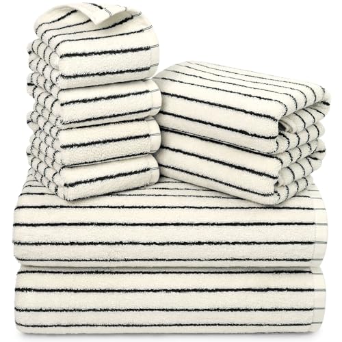 Jacquotha 8 Piece Black and Ivory Towel Set