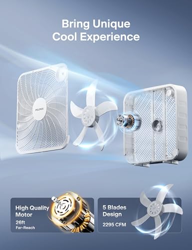 PELONIS fan showing the built-in carrying handle