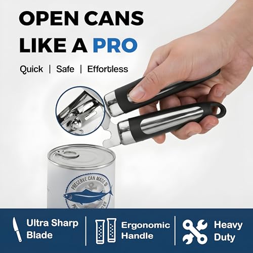 LAXINO manual opener showing silver and black design