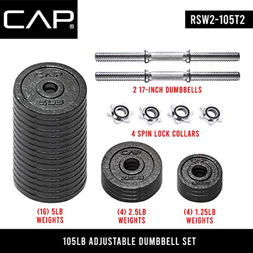 Pair of 52.5 lb adjustable dumbbells