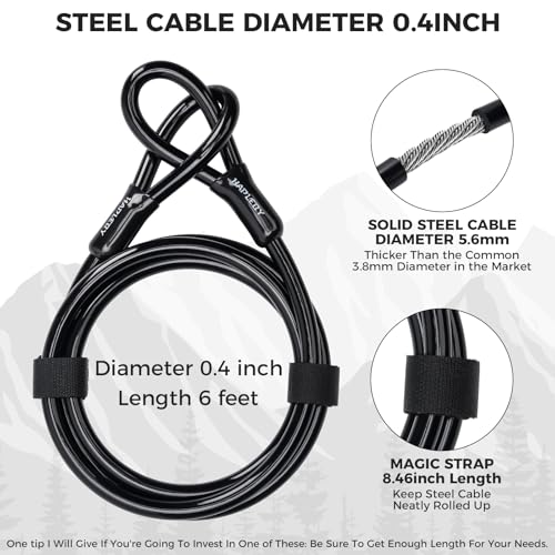 6-foot steel cable with magic straps