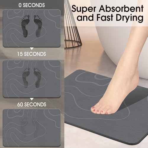 Grey stone mat on bathroom floor
