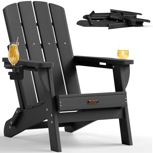 SUUNYN Folding Adirondack Chair Black front view