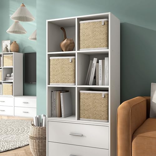Apexa 6-cube storage unit with decorative bins