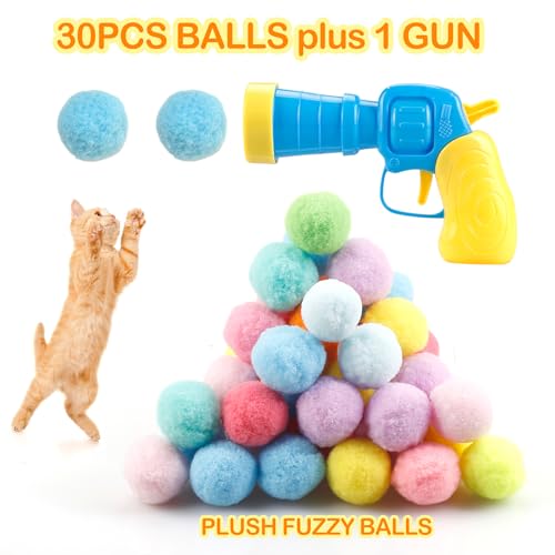 Collection of 30 multicolour plush cat balls