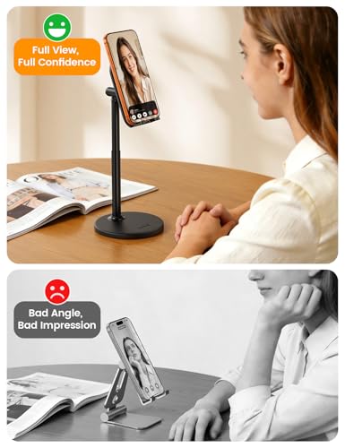 Side profile of Lamicall phone stand showing tilt angle