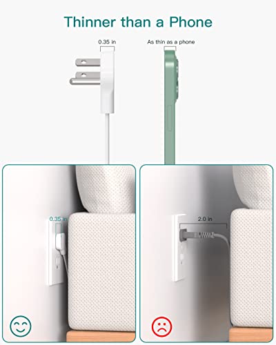 Addtam Power Strip with ultra thin flat plug