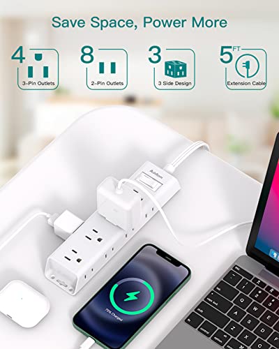 Addtam 12 Outlet Power Strip 3 side design