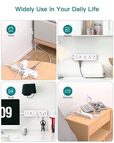 Addtam Flat Plug Power Strip with ON/OFF switch