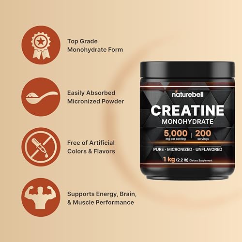 NatureBell Creatine powder texture close up