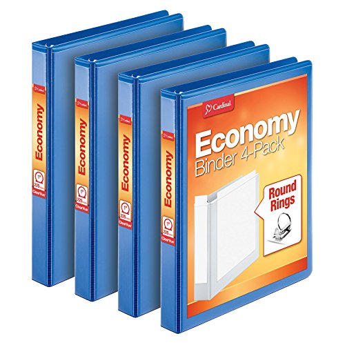Cardinal Economy 3 Ring Binder blue 4 pack front view