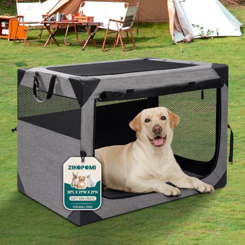 Zikopomi 30 Inch Portable Soft Foldable Dog Crate front view