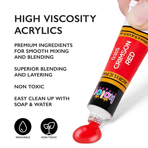 Close up of vibrant acrylic paint tubes
