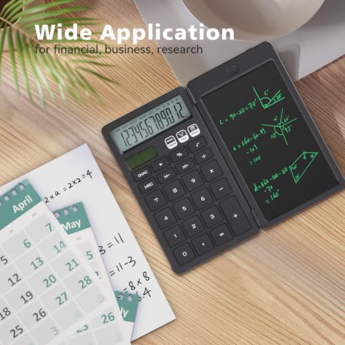 ROATEE office calculator highlighting the dual solar and battery power source