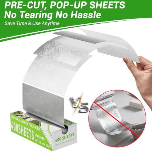 Pre-cut foil sheets in pop-up dispenser