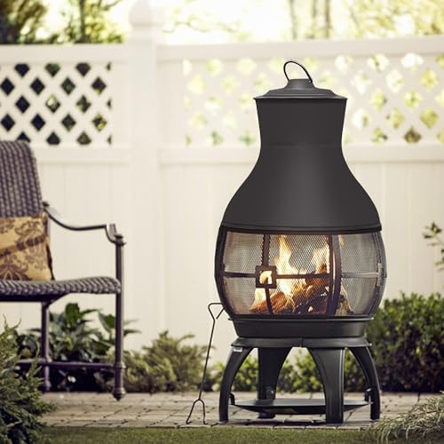 Chiminea mesh screen and fire view